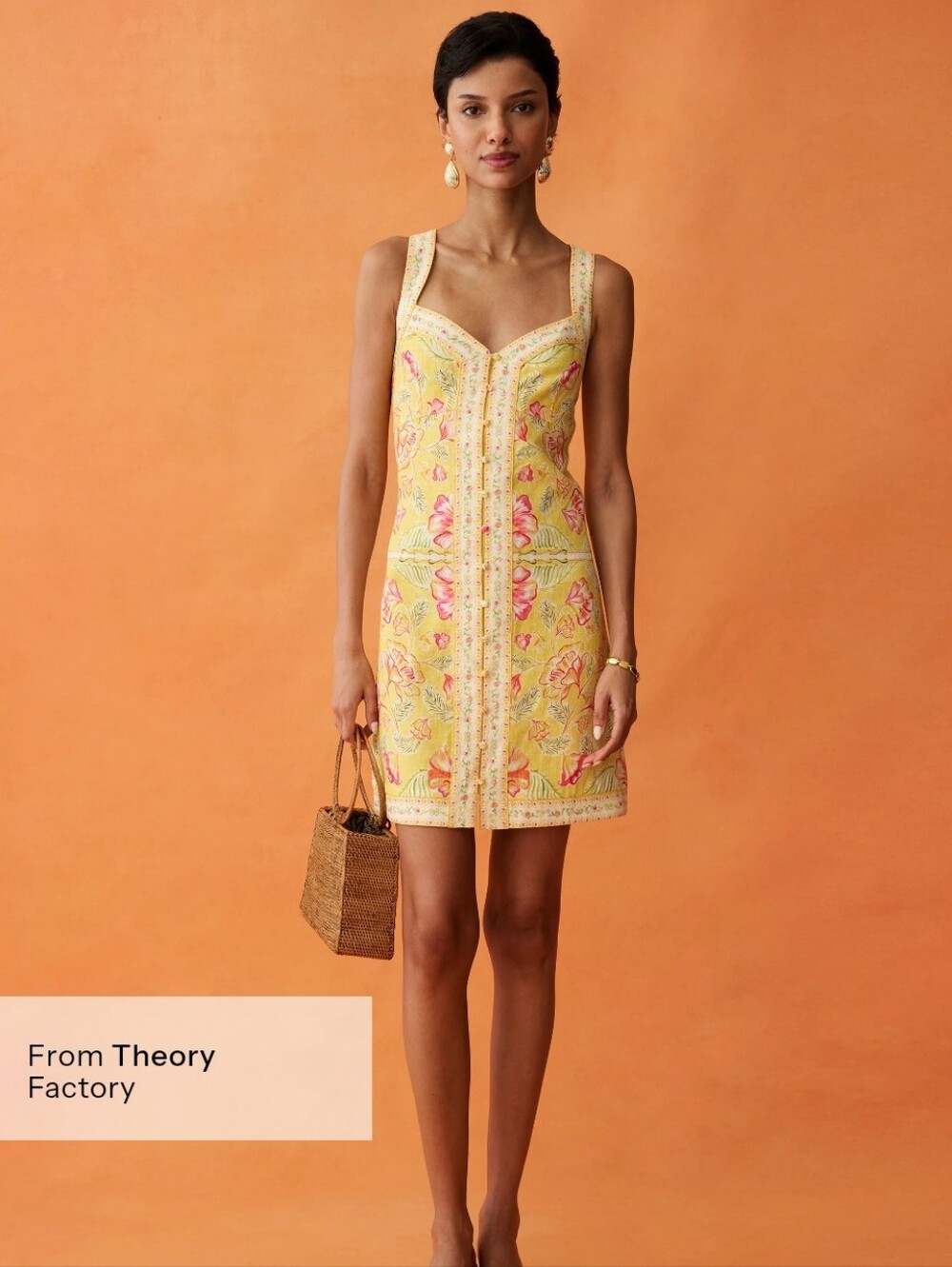 NWT Few Moda Anaya Dolores Linen Blend Dress Sunlit Blooms Yellow Floral 8